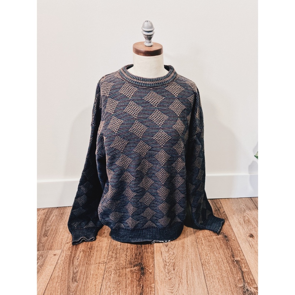 CYBER SALE🕊️true vintage giorgio checkered argyle oversized grandpa sweater